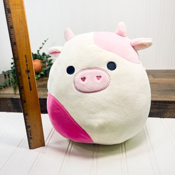 *RARE* Squishmallow 8” Caedyn The Pink Cow Heart Nostrils Valentine Kellytoy - Picture 10 of 10